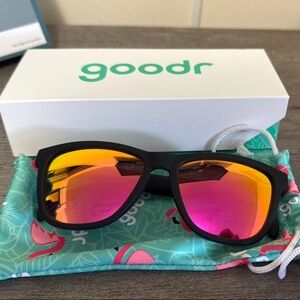 Goodr Black Sunglasses with Pink and Orange Lenses